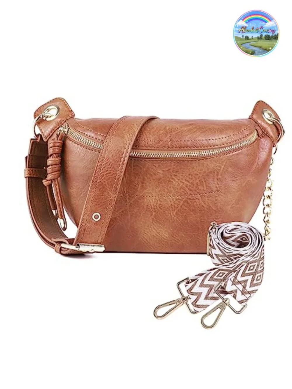 PU Leather Fanny Pack Waist Bag Crossbody Purse with 2 Adjustable Straps